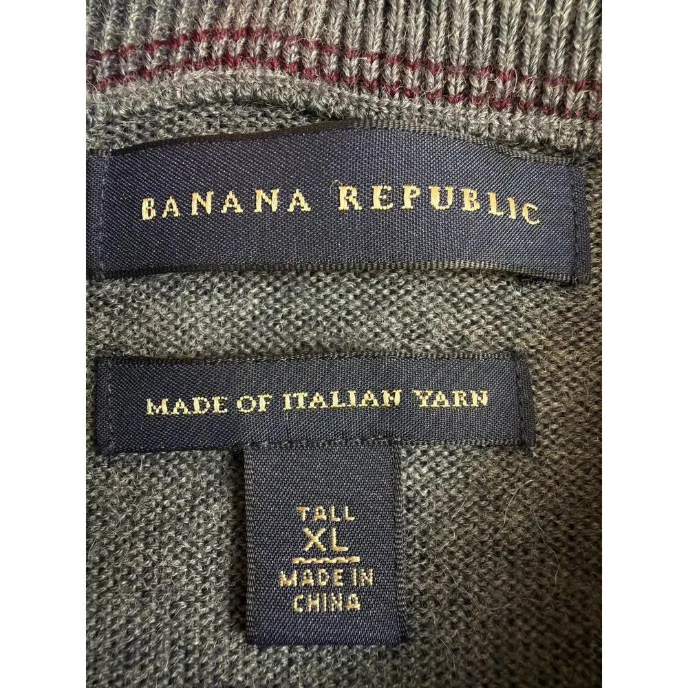 Banana Republic Gray Quarter Zip  Pocket Jacket Size XL Italian Yarn Wool Blend